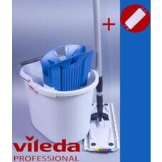 Vileda Professional Komplett-Mopsystem mit Eimer mit Aufsatz, Trapezwischer, Teleskopstiel und Mop